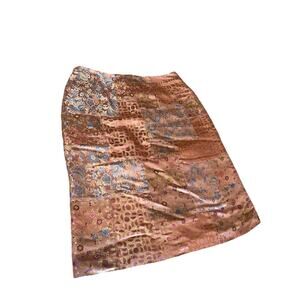 Sophie Chang Sateen Pink Patchwork Lined Skirt Boho Country Women Sz M